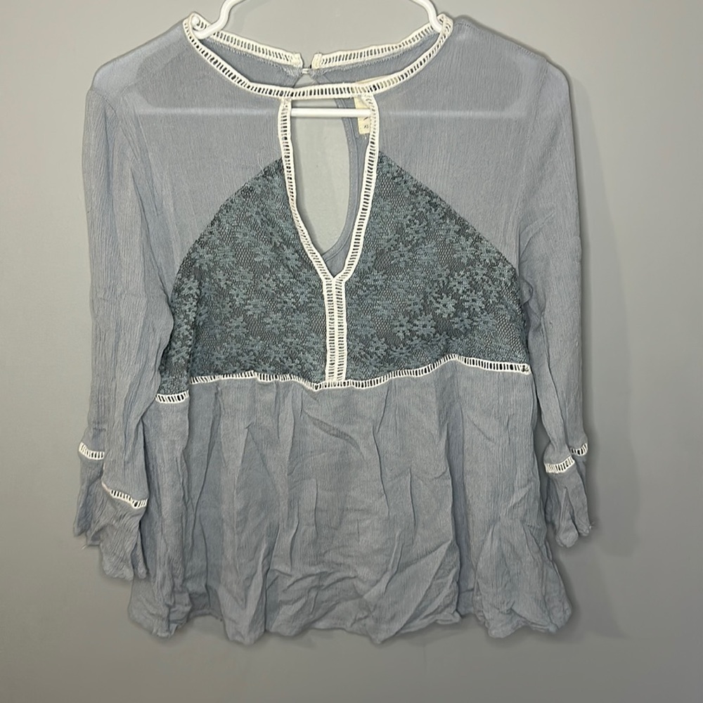 Wild Blue x Sadie Robertson Choker Babydoll Blue Top Medium